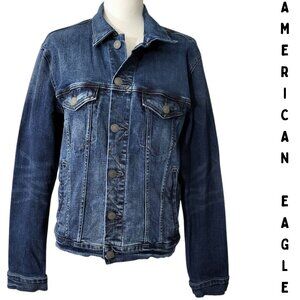 AMERICAN EAGLE Denim Blue Jean Jacket With Pockets - Men's Size S
